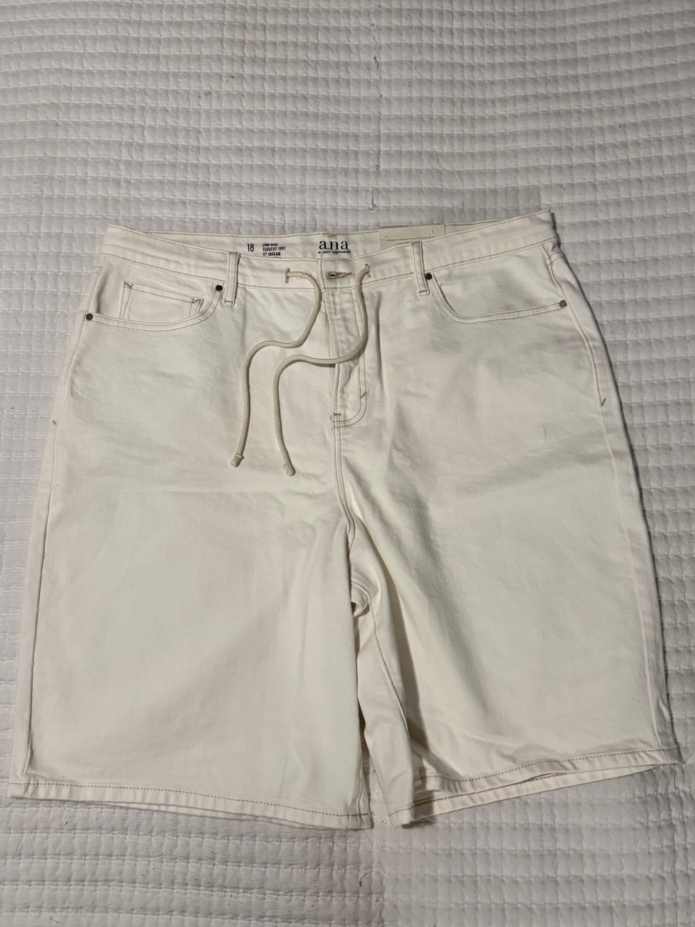 a.n.a Cream Drawstring Jean Shorts